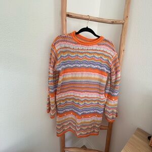 Colorful Striped Knit Sweater Dress